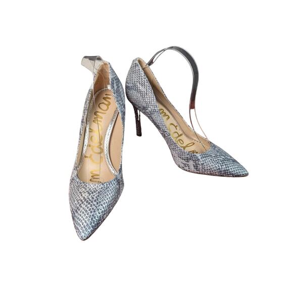 Sam Edelman Shoes - Sam Edelman Women's Hazel Snakeskin Leather Stiletto Gray Silver Size 10M
